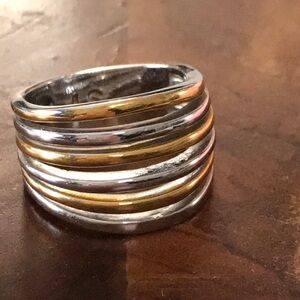 LiaSophia silver gold stacked cigar band ring